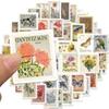 50pcs Vintage Plant & Butterfly Bird Sticker Set for Guitar, Notebook, Luggage - Waterproof Decor