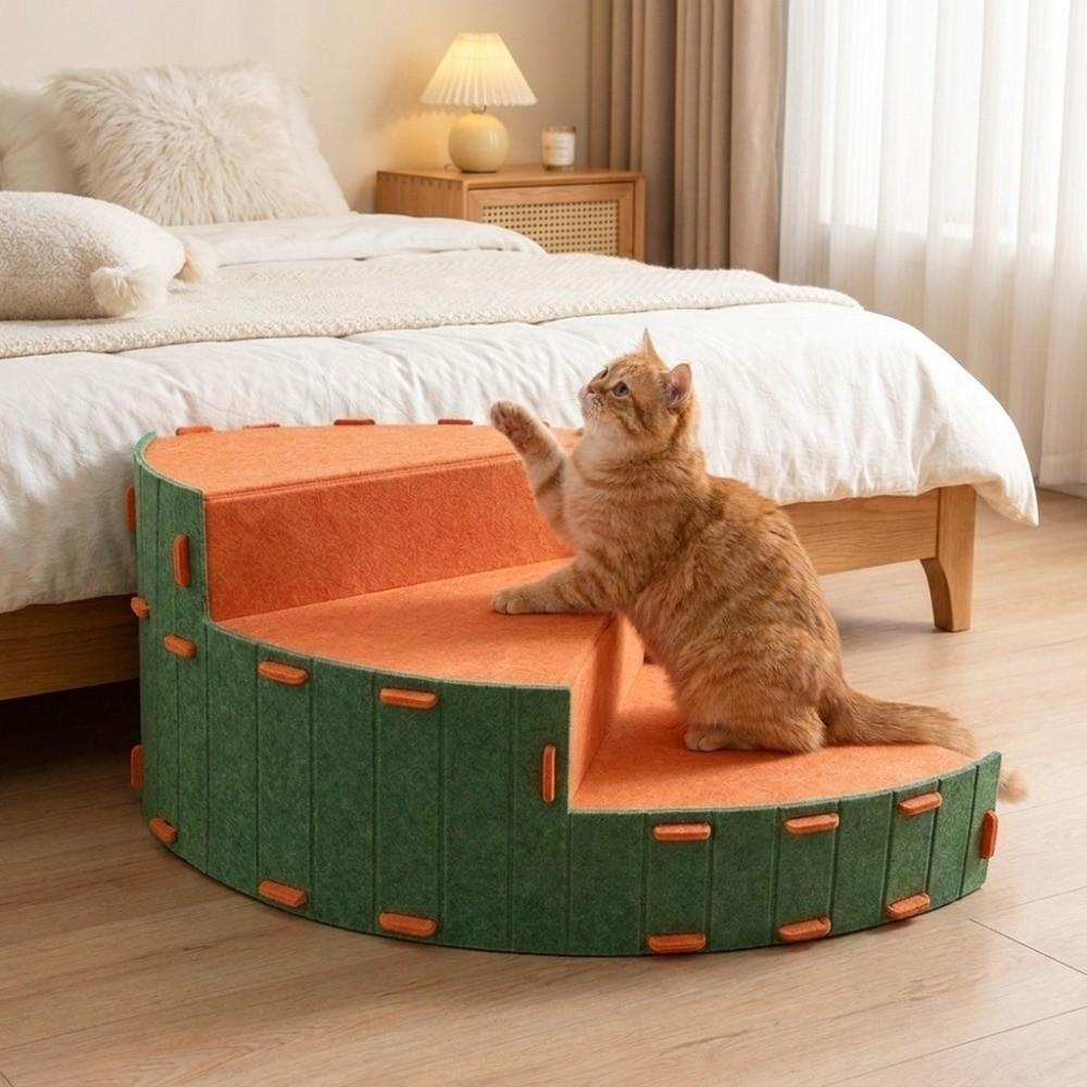 Soft Felt Short-Legged Pet Steps Anti-Slip Wear Resistant Pet Couch Ramp Stable Removable Dog Secure Stairs Ramps Sofa