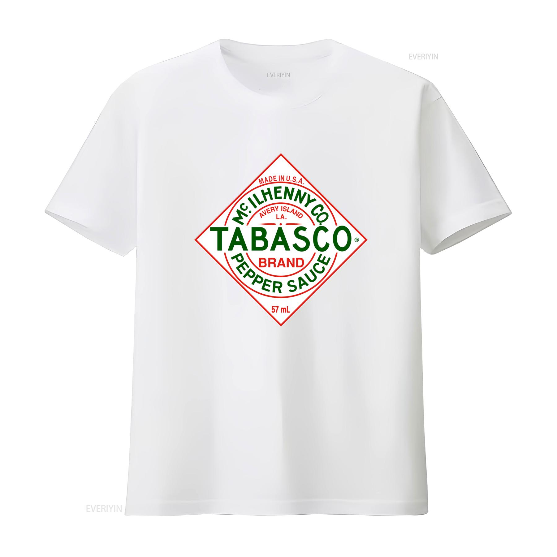 TABASCO Marke Pfeffersauce Hergestellt in den USA T-SHIRT Größen S M L XL XXL Farben Schwarz Rot Weiß vintage Gewaschen Herren grafisch Lässig XL white