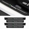 Set da 4 Pezzi Piastra Battitacco Antigraffio in Pelle per Portiera Auto Adesivo Per Octavia A5 A7 Karoq Scala Rapid Fabia Superb Kodiaq