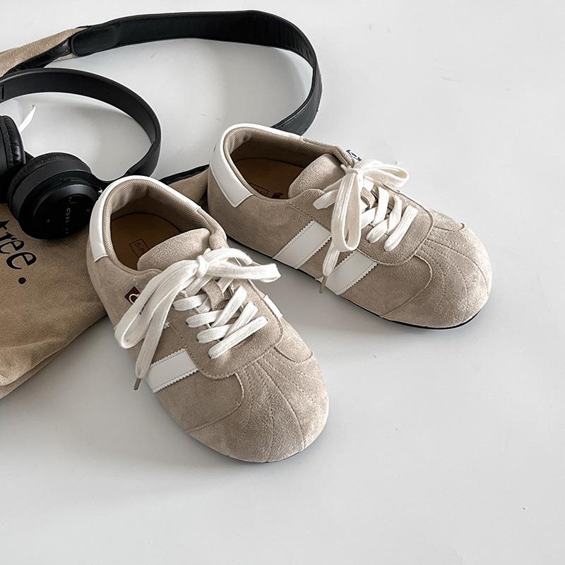 Fashion Women's Single Shoes Spring New Frosted Matching Color Laceup Sports Shoes Casual Comfortable Non-slip Wear-resistant Flat Shoes