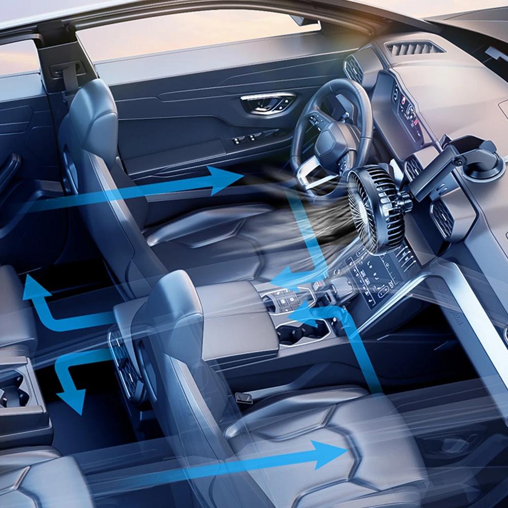 12V 24V Car Cooling Fan Usb Car Fan 360 Degree 3 Speeds Adjustable Car Windshield Desk Fan Auto Cooler Air Fan Car Accessories