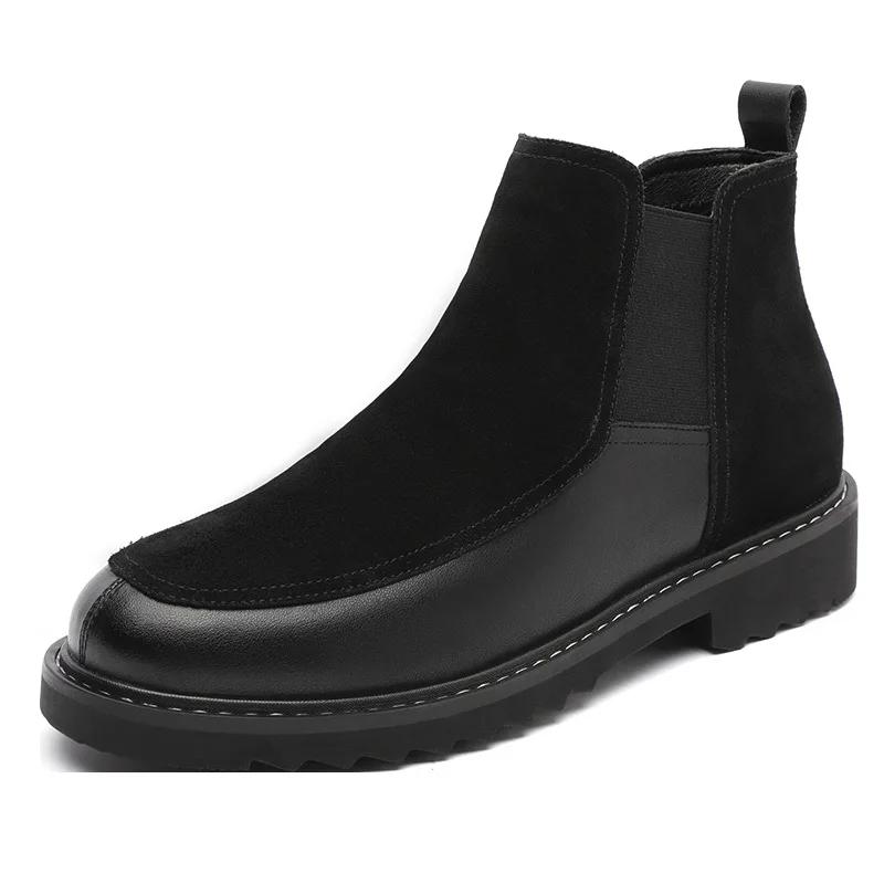 Genuine Leather Men's Boots Winter British Style Mens Chelsea Boots Comfortable Wear-resistant Warm Male Boots Botas Para Hombre