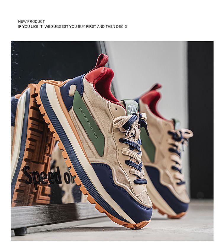 Men's Spring 2025 Breathable Casual White Sneakers, Non-Slip Soft Sole Trendy Dad Shoes