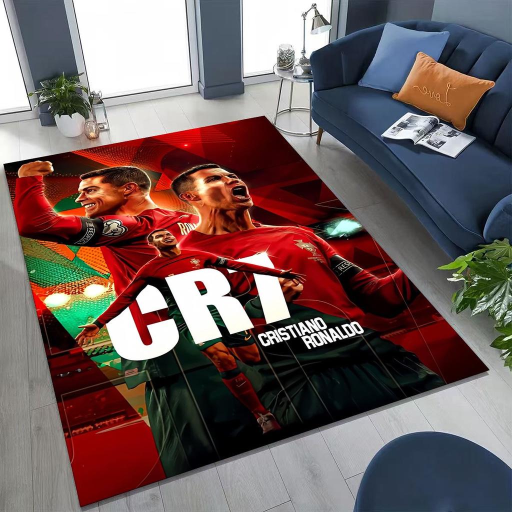 3D Goat Football Star R-Ronaldo Cartoon Art Carpet Rug for Bedroom Living Room Sofa Home Doormat Decor,Large Non-slip Floor Mat