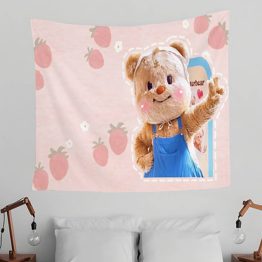 BButter BBear Cute Tapestry Wall Hanging Tapestry Art Deco Blanket Curtain Hanging At Home Bedroom Living Room Decor