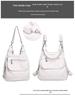 Damen Handtasche mit großer Kapazität aus gewaschenem weichem Leder, Umhängetasche, koreanischer Stil, vielseitiger Rucksack