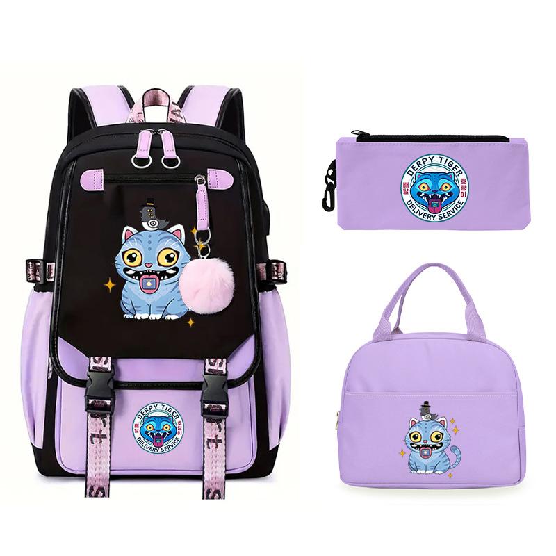 The Witch Hunter Girl Group Has the Same Peripheral Cartoon Korean Version Schoolbag Set, Cross-border Campus Trend, Primary and Secondary School