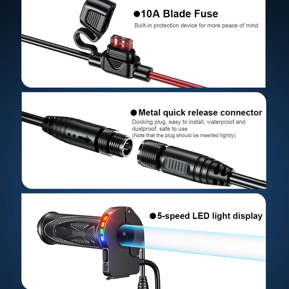 12V Molded Grips 5-Gear Adjustable Temperature USB-C Motorcycle Hot Grip 22mm Motorbike Scooter Electric Heated Grips Anti Slip