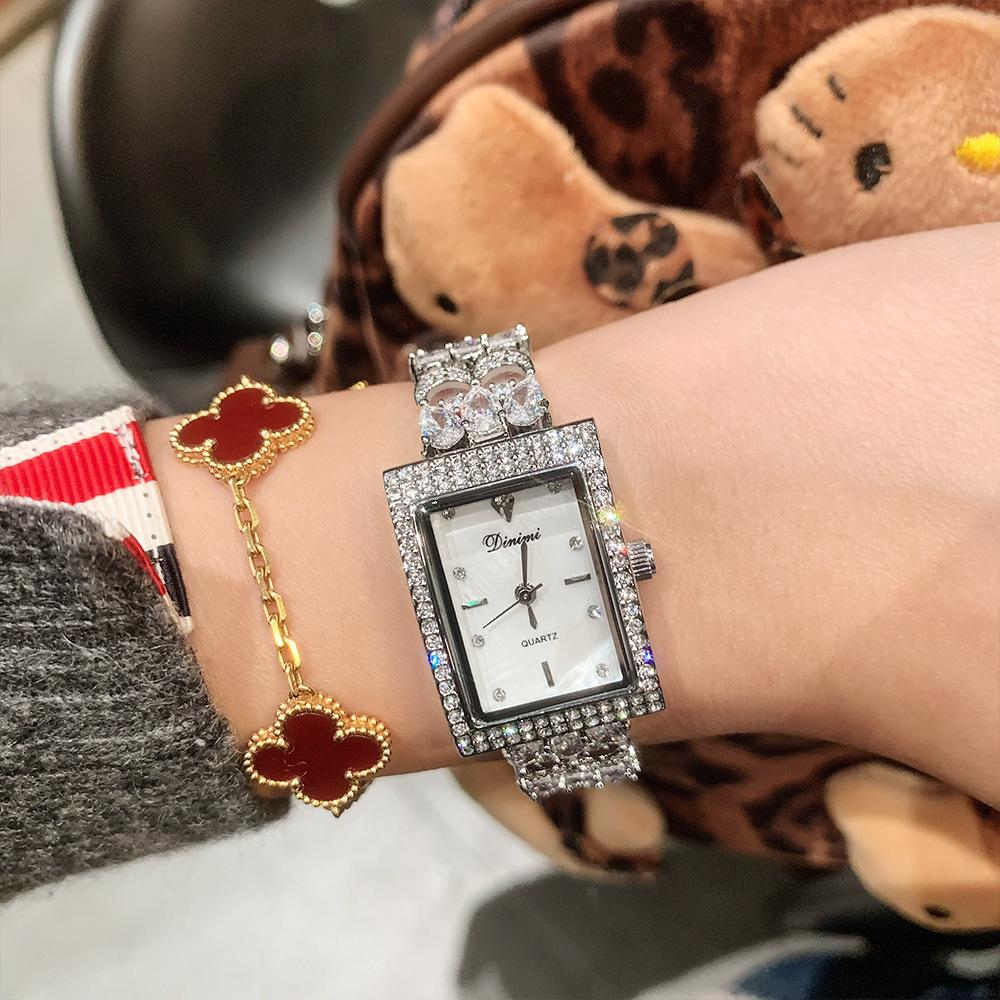 Retro Diamond-Set Classic Square Fashion Watch Romantic Simple Light Luxury Bracelet Women'S Watch High Value 520