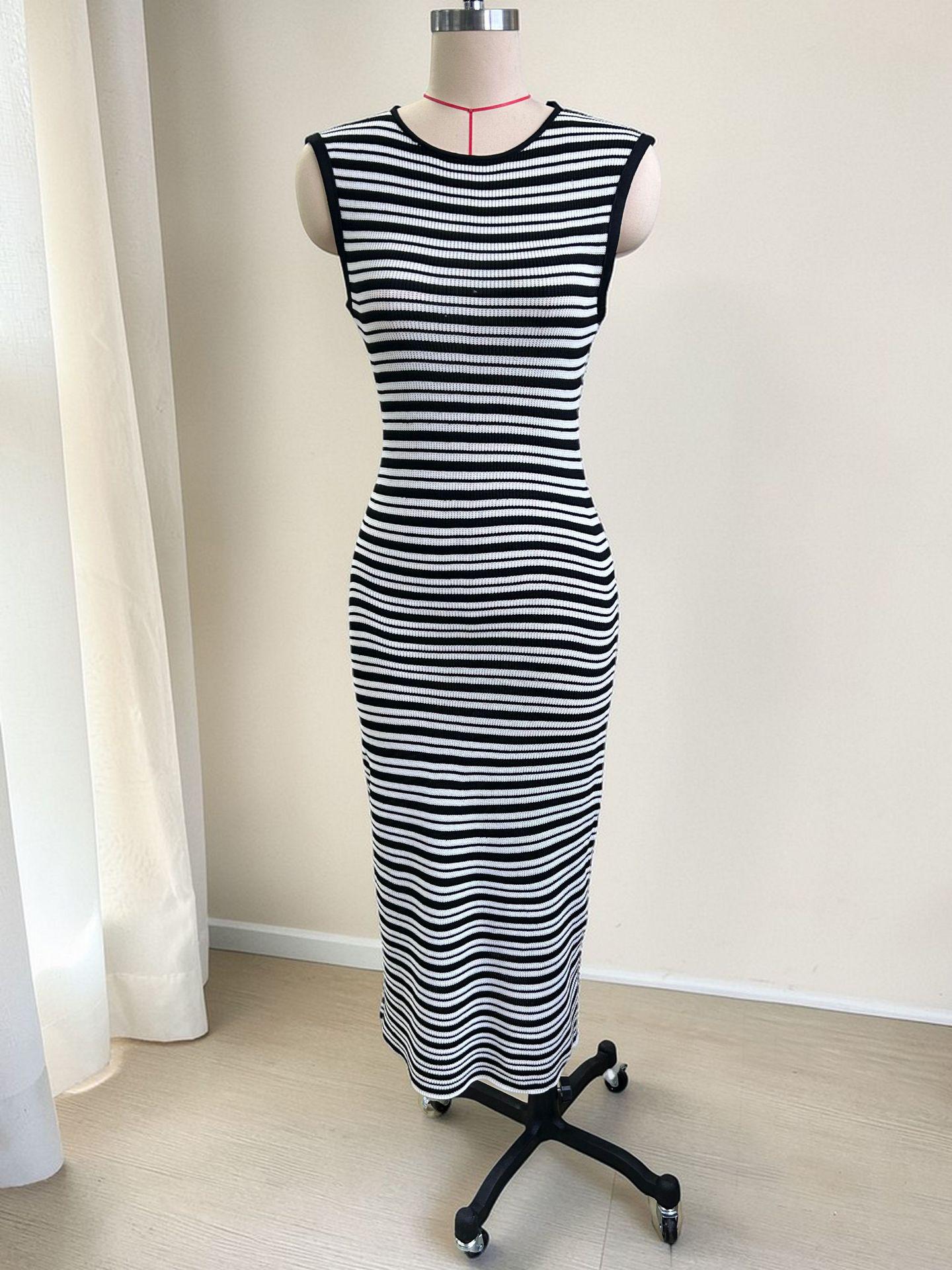 

Russian-European Sleeveless Striped Knit Dress 2026 Summer African Women s Fashion One Size