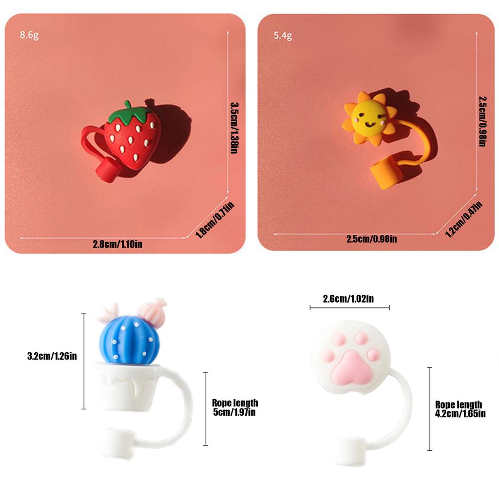 Cartoon Straw Dust Cap Universal Straw Dust Cap Silicone Straw Lids