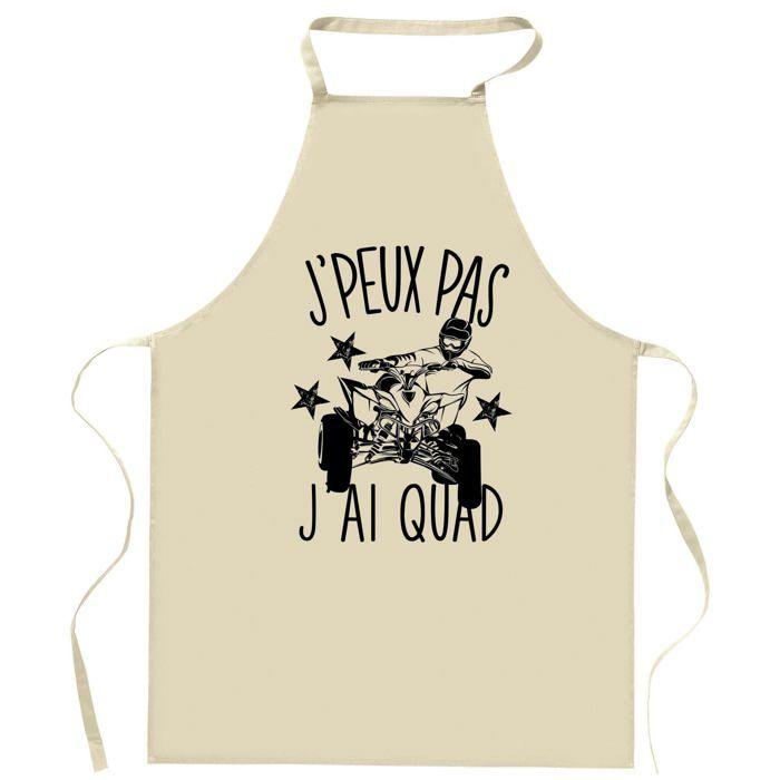 Tablier de cuisine - quad 2 J'peux pas - Impression bretonne - Coton résistant - Lavable 40°C