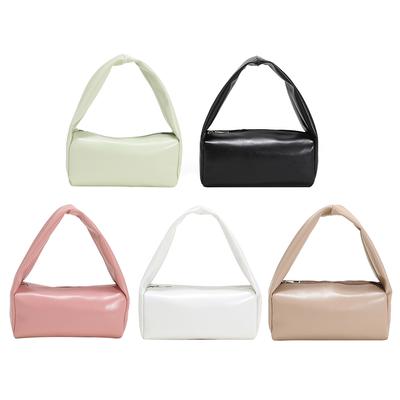 Women PU Leather Clutch Bag Solid Female Cylinder Tote Phone Small Purse Handbag