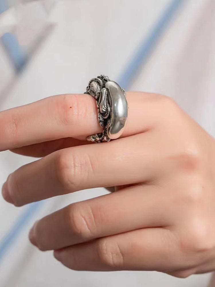 Hip Hop Retro Totenkopf Alien Verstellbare Ringe Für Männer Frauen Mode Neujahr Schmuck Zubehör Geschenk Party anillos mujer