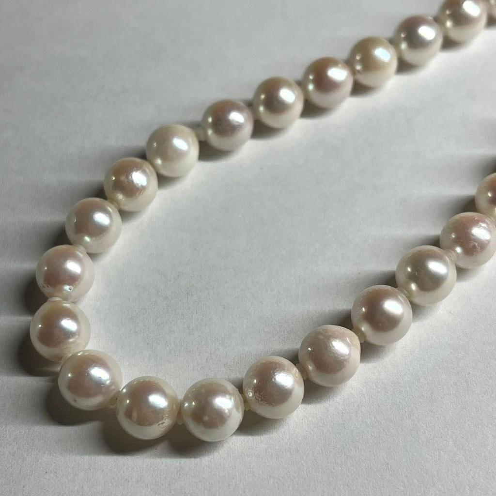 Used TeriryoshiAkoya pearl 7.0-7.5mm necklace silver engraved genuine pearl pearl necklace