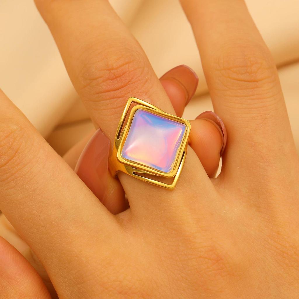 Vintage Turquoise Stainless Steel Open Finger Ring for Women
