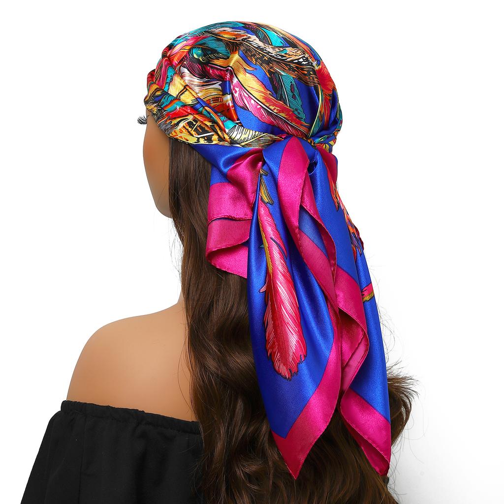 Cachecóis Populares Europa E América Moda Bandanas Nova Estampa Protetor Solar 90X90CM Lenço Quatro Estações Lenços de Seda Quadrados de Luxo