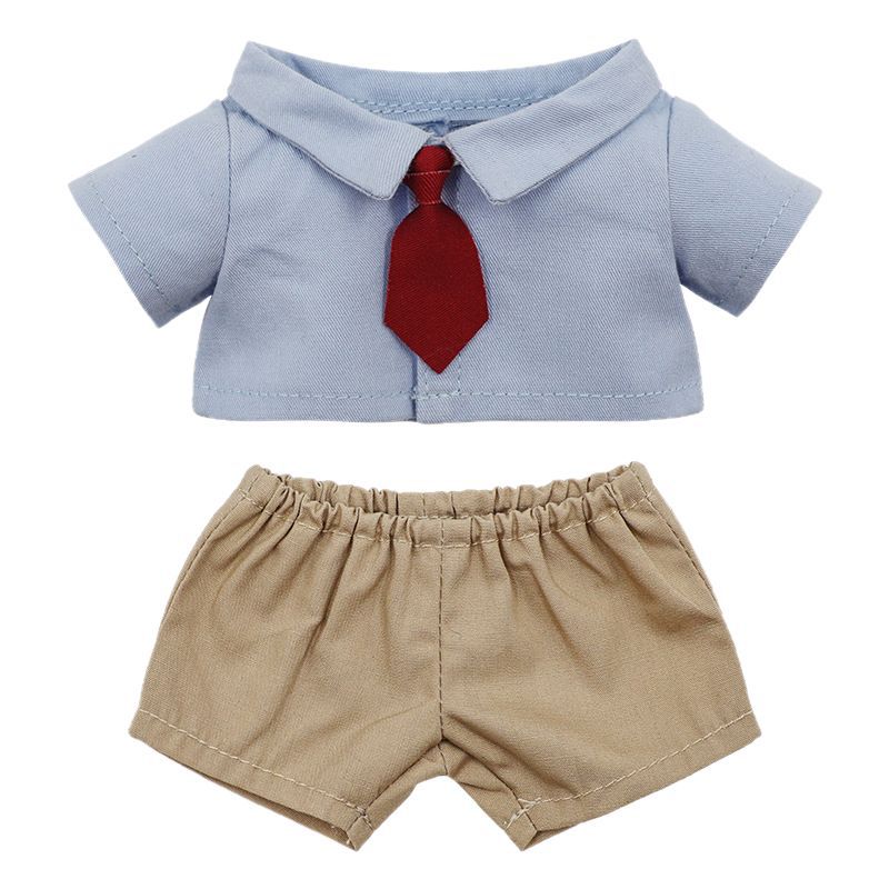 20cm Doll Clothes 17cm Labubu Clothes Shirt Tie and Trousers Set Mini Plush Doll'S Outfit Clothing Dolls Accessories