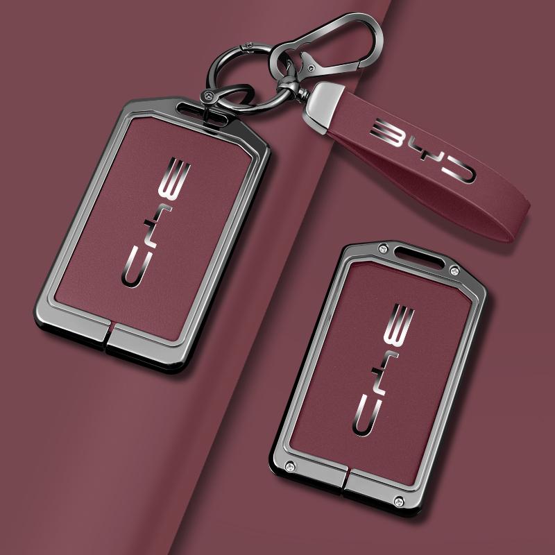 Zinc Alloy Leather Car Nfc Card Remote Key Cover Fob Case For Byd Tang Dm Han Ev Song Pro Qin Plus Dmi Auto Keychain Accessories