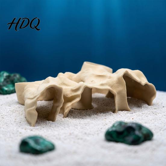 Accessoires d'Aquarium Cachette Grotte sous Gravier Tunnel Aspect Naturel Décor Écologique pour Betta Guppy Crevette Petit Cichlidé