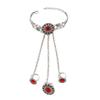 Vintage Jewelry Geometric Silver Alloy Red Ruby Womens Bracelet With Crystallized Design For Travel Gift