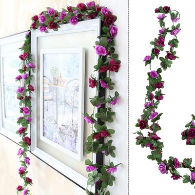 2.5M Artificial Flower Garland Realistic UV Resistant Faux Flower Rattan Hanging Simulation Bloom Vine Wedding Party