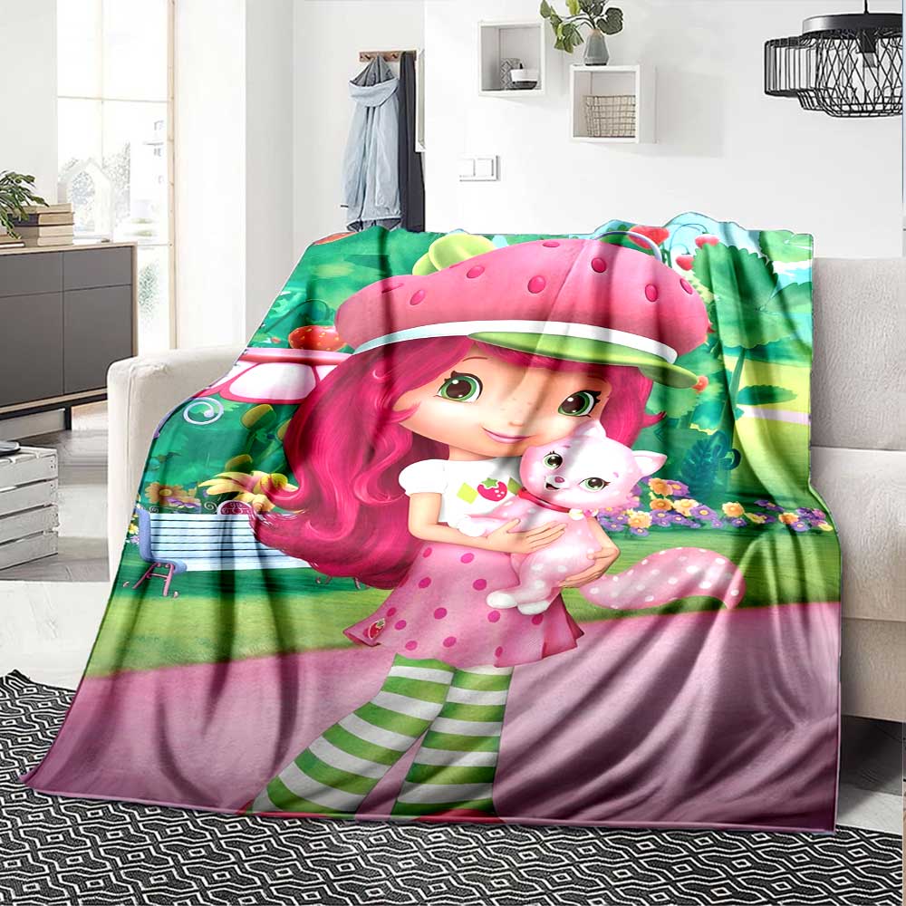 Strawberry Shortcake'S Cute Moment Blanket Soft Warm Cozy Throw Blanket for Office Chair Sofa Couch Office Bed Picnics Warmthful Decor Gifts Y2