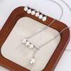 Huamei Jewelry Pearl Set S Silver Needle Earrings Balance Beam Pearl Necklace Pull Adjustable Women'S Goods