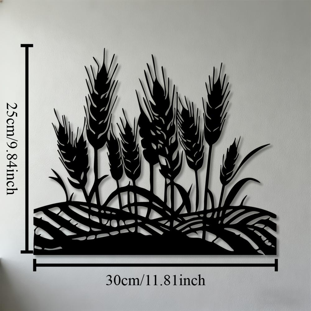 Wheat Field Metal Wall Art Iron Sculpture Farmhouse Home Decor Black 23.6in