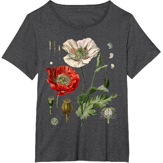 Papavero Rosso Papaveri Botanici T-shirt Papavero Rosso