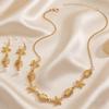 Gold Plated Starfish & Shell Jewelry Set, Ocean Themed Necklace, Earrings & Bracelet for Women