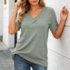 Women’s Casual V Neck Ribbed Short Sleeve Top Soft Brushed Knit Pullover Relaxed Fit Lightweight Basic Shirt