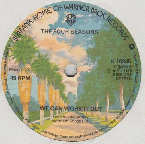 

7-дюймовая пластинка FOUR SEASONS We Can Work It Out K16845 Warner Bros. Re 1976 UK Рок Б/У