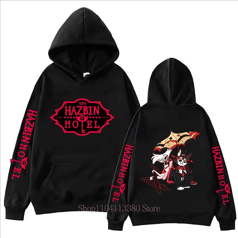 Hazbin Hotel Graphic Print Men Clothing Hoodies Fall Winter Casual Fashion Women Streetwear Long Sleeve Tops Fleece Pullover