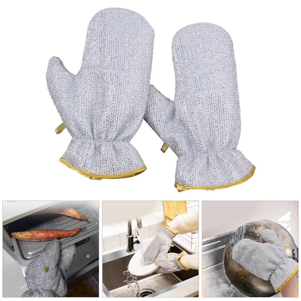 Housework Cleaning Gloves Non-Stick Wire Dishwashing Gloves Oil-Proof Waterproof Gloves Cleaning Brush for Washing Dish