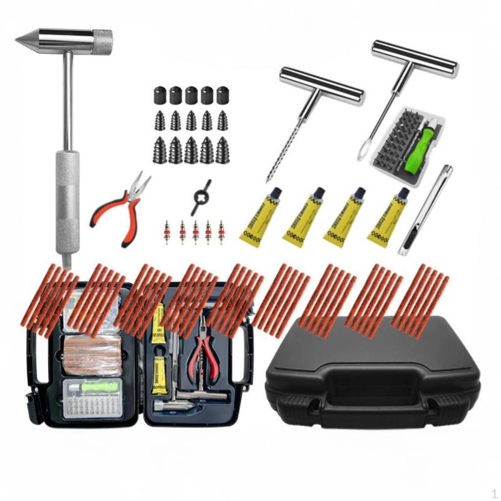 Kit, Portable Emergency Flat Tire Plug Set for Car Motorcycle Blue Small Box