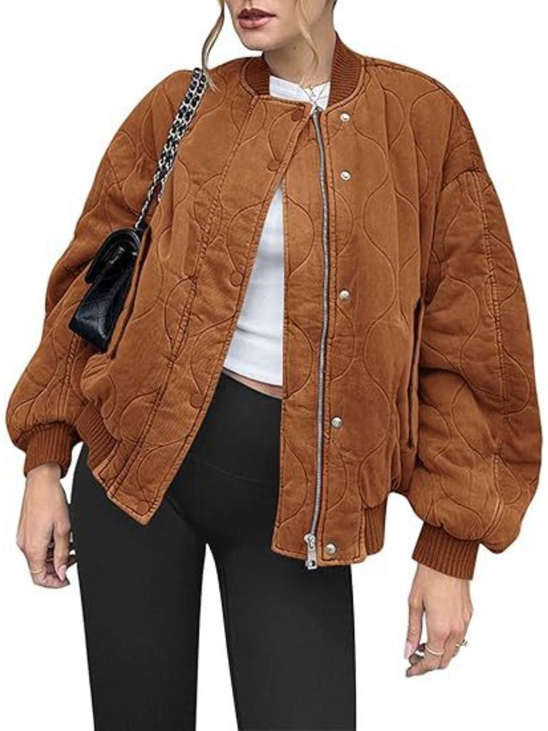 Women Jacket ,stand Collar, Pure Color, Loose and Casual, Long-sleeved ,zipper Fleece Jacket,single-breasted Plush,pocket,baseball Jacket