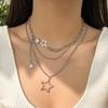 Salircon Trendy Y2K Star Pendant Necklace Simple Multi layered Metal Chain Necklace Women's Charm Statement Jewelry Gifts