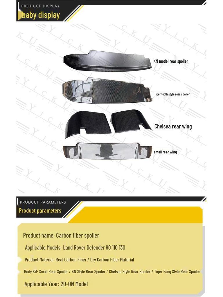 Carbon Fiber Style Rear Spoiler Lip for Land Rover Defender 90/110/130