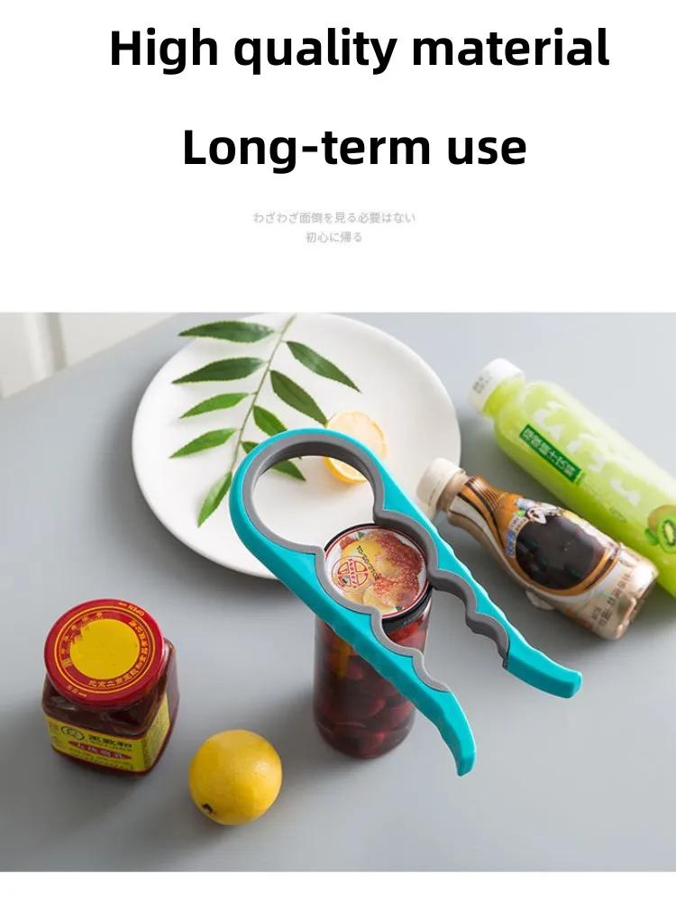 Kitchen Gadget Portable Jar Opener Easy Grip Wrench 4 In 1 Handy Save Strength Can Beer Bottle Cap Openers Lid Twist Off Tools