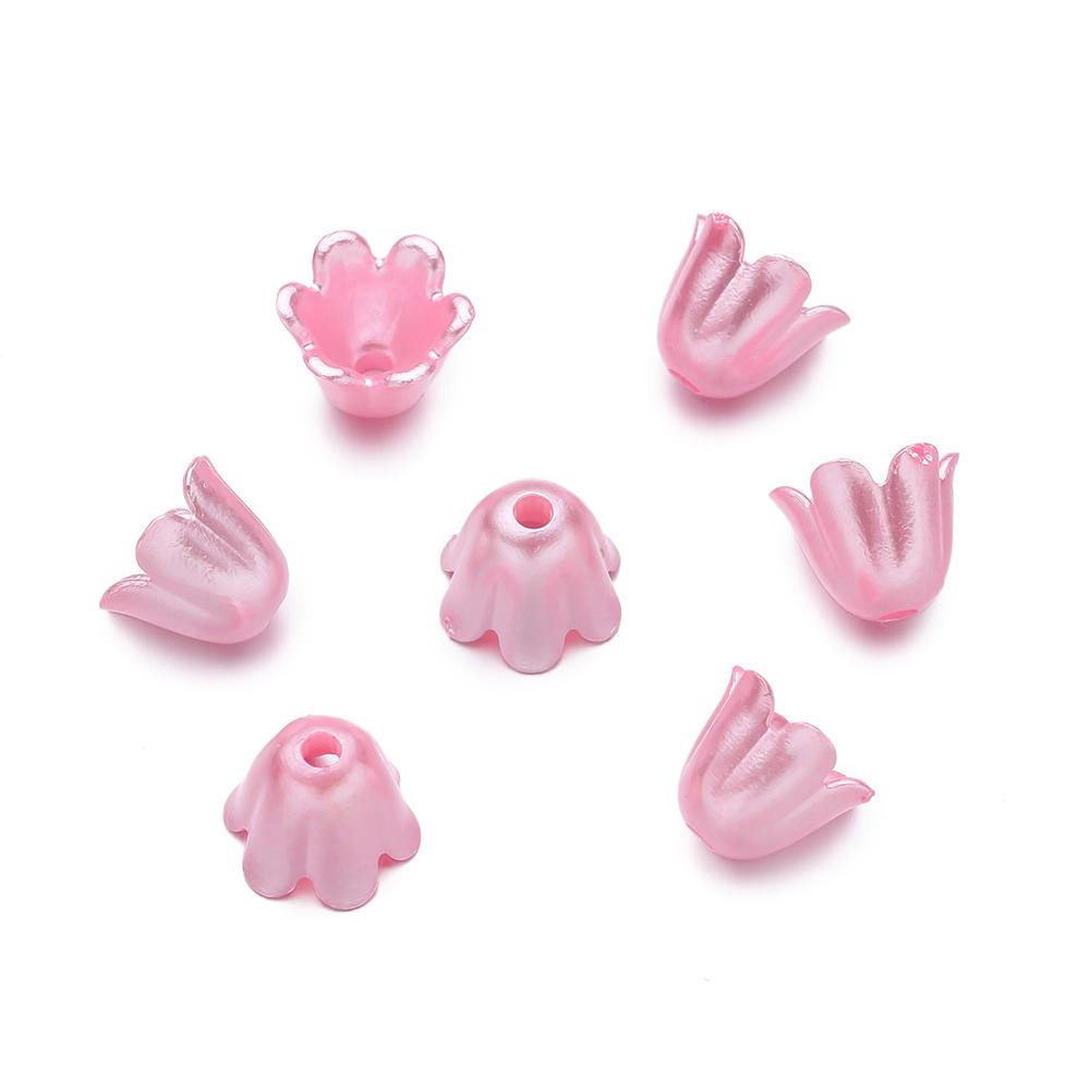 50pcs ABS Artificial Pearls Chime Flowers Beads Spacer Loose Beads for DIY Bracelets Necklaces Jewelry Making Craft Supplies