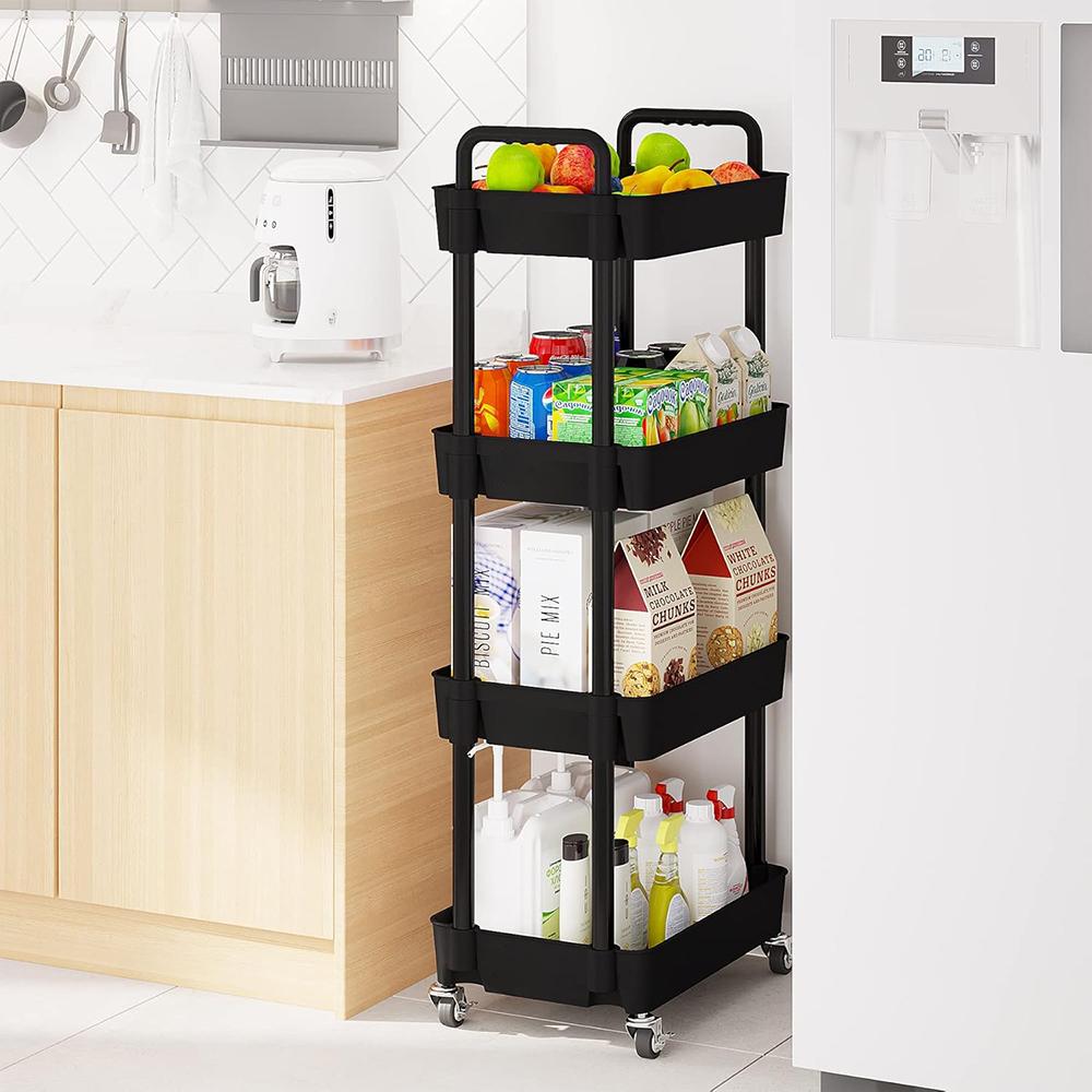 Kitchen Movable Trolley Storage Rack, Bedroom Bathroom Floor Standing Multi-layer Snack Rack, Baby Product Storage Rack
