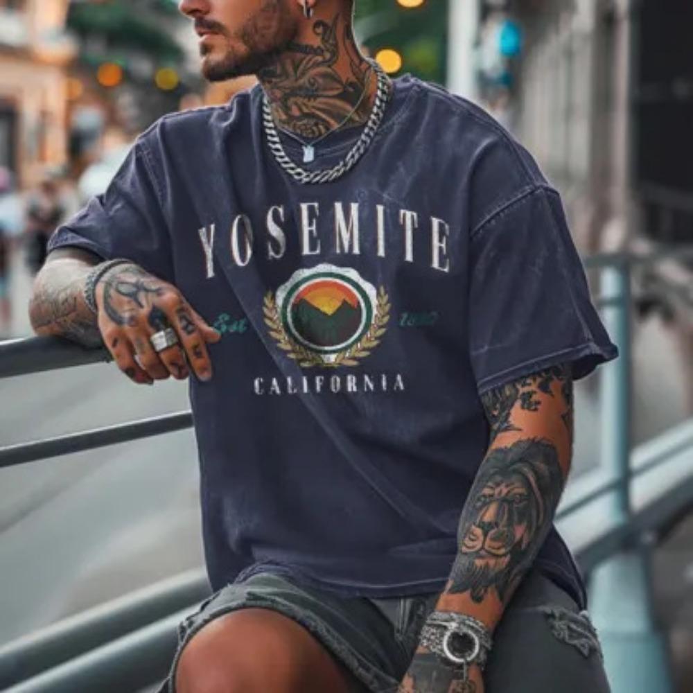 Men's Casual 3D Printed T Shirt Summer Short Sleeve Loose Fit Tees