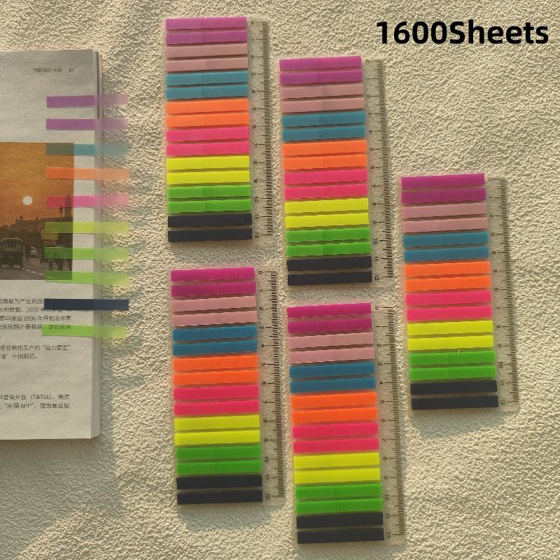 5 Packungen 1600 Blatt Transparente Haftnotizen Selbstklebend Leseanmerkungen für Bücher Notizblock Lesezeichen Haftnotizzettel Registerkarten