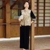 Elegant Mother's Set: Chinese-Style Spring Vest Jacket & Velvet Shirt for Middle-Aged Women