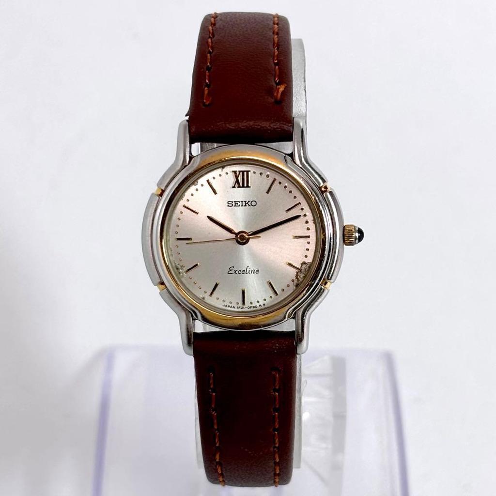 Used Seiko Exceline Ladies Watch, New Belt, Working, Two-tone