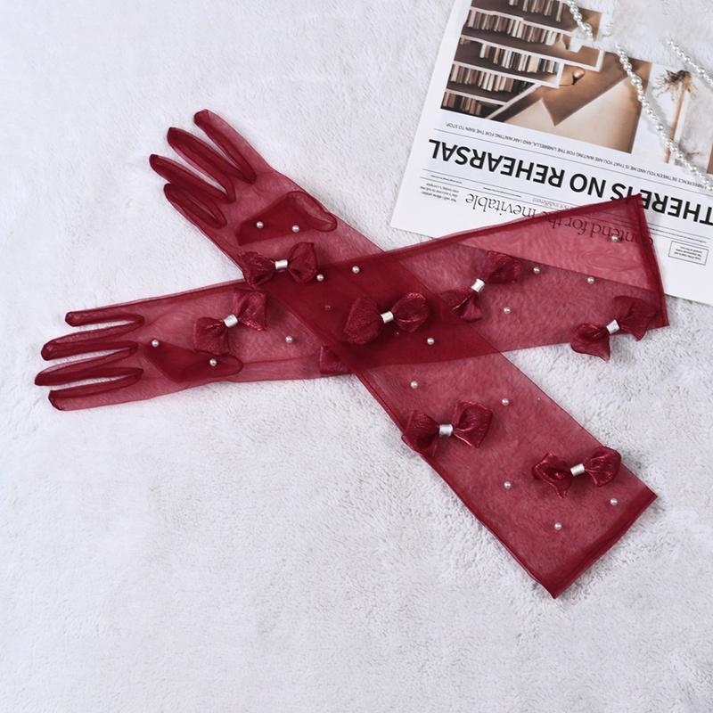 Brud Bryllupskjole Satenghansker Puffermer Dekorasjon Personliggjorte Lange Fløyelshansker Kveldskjole Tilbehør