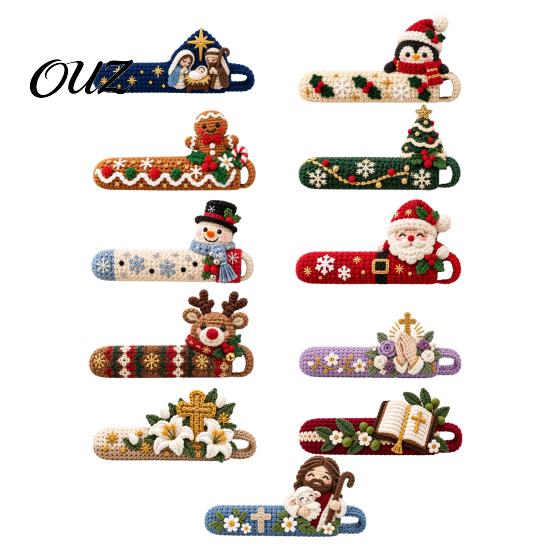 Seasonal Interior Decor Christmas Door Handle Cover, Knitted Lever Handles Cute Santa Gingerbread Claus Covers Man Penguin, Festive Sleeve for