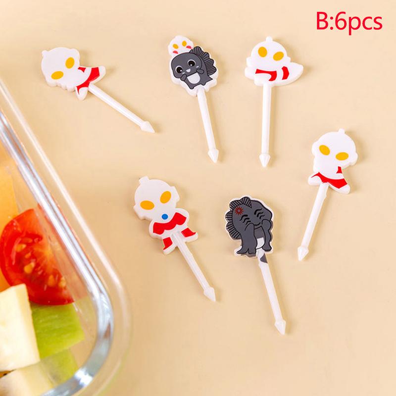 10/6Pcs Creative Cartoon Fruit Fork Plastic Small Fork Sweet Mouth Cake Forks